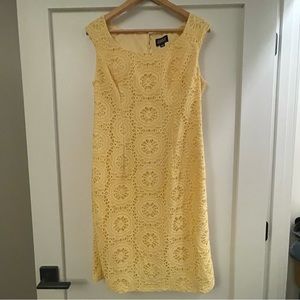 Adrianna Papell Yellow Crochet Shift Dress